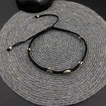 Spiral & Flower Charm Thread Anklet